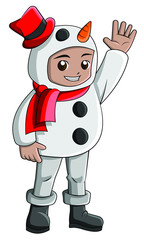 cartoon boy wearing a Christmas costume