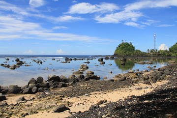 Beautiful scenery at vailele bay of Main East Coast road, Samoa.