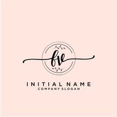 FV Beauty vector initial logo, handwriting logo.