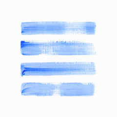 Art brush painted acrylic textured stripes set isolated vector background. Watercolor splash stroke set.