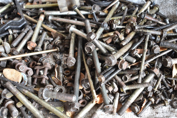 pile of nails on white background