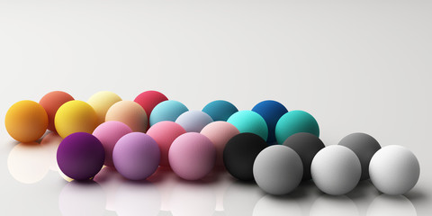 Set of colorful realistic spheres with fabric texture on white background. 3d rendering