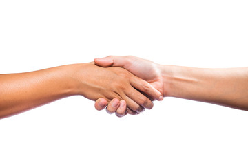 Hands holding together to show help to each other, Show confidence, Joint businessisolated on white background.