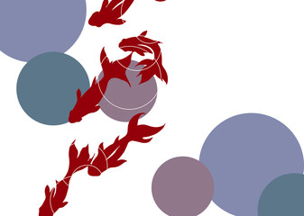 金魚をモチーフに和文様をあしらった和柄カット