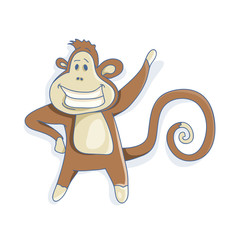 Monkey Cartoon Character, Funny and Cute (Vector Art)