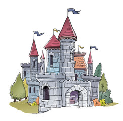 Fototapeta illustration of fantastic medieval castle obraz