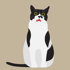 Black and White Cat. Vector Illustration Cartoon