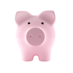 Pink piggy bank front view