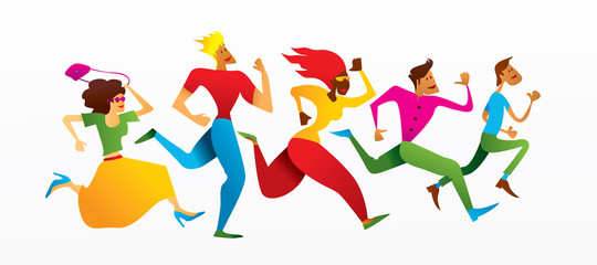 Cool People Running (Vector Art)