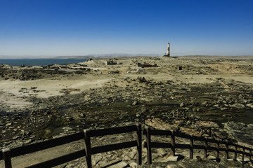 View of lighthouse at Diaz Point, Luderitz, Namibia.