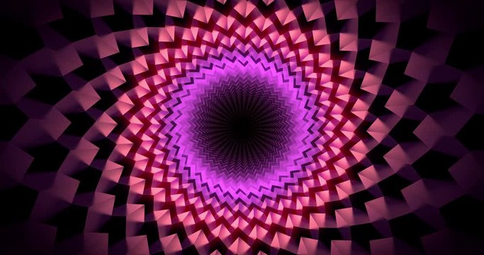 Moving through an abstract tunnel made from reflective boxes, looping animation