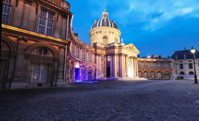 The French Academy at night , Paris, France.