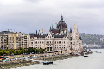 Obraz premium Hungarian Parliament in Budapest, Hungary.