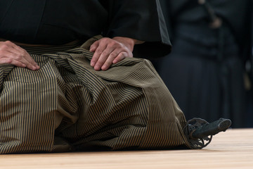 刀を携えて正座する人物 © Josiah.S