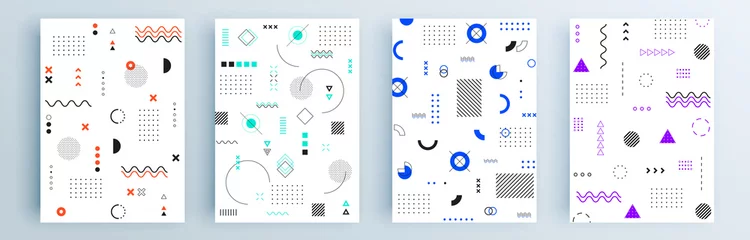 Deurstickers Modern abstract covers set, minimal covers design. Colorful geometric background, vector illustration. © Lepusinensis