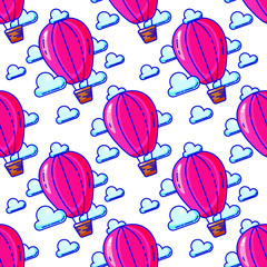 Triple hot air balloons isolated on white background