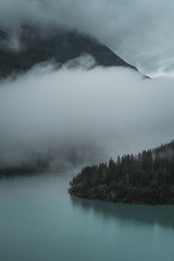 The landscape around the Oeschinensee, a lake in the swiss alps