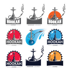 Hookah Set Icons, Seals and artwork (Vector Art)