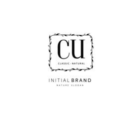 C U CU Beauty vector initial logo, handwriting logo of initial signature, wedding, fashion, jewerly, boutique, floral and botanical with creative template for any company or business.