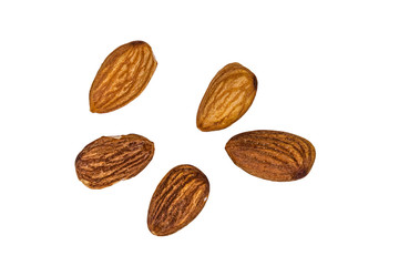 Peeled almond nuts isolated on a white background