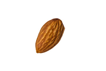 Peeled almond nut isolated on a white background