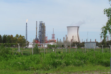 Fototapeta na wymiar Partial view of La Plata industrial park, Argentina.