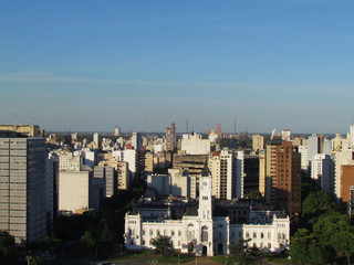 Naklejka premium Partial view of La Plata, Argentina, in the background can be seen its industrial park.