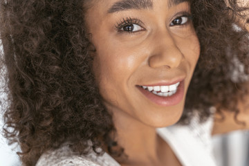 Portrait of delighted girl that looking forward