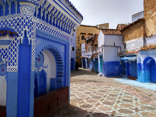 City streets view Chefchaouen Blue town in Morocco Africa