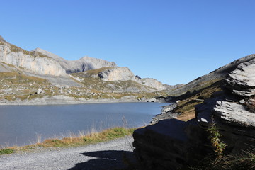Daubensee. Lake in the mountains of canton of Valais, Switzerland.