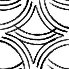 Vector Abstract black brush curl. Black and white engraved ink art. Seamless background pattern.