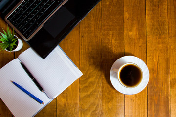 Laptop and accessories the view from the top