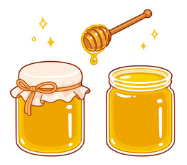 Cartoon honey jar set