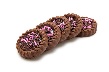 Delicious round cookies isolated on white