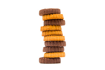 Delicious round cookies isolated on white