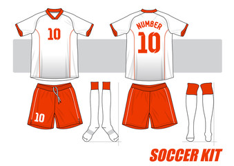 Set of soccer kit, sport t-shirt design. 