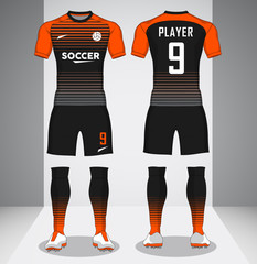 Set of soccer kit, sport t-shirt design. 