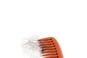 Hair loss, hair loss every day, serious problems and hair loss on a white background.