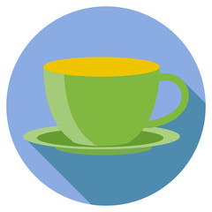 Cup icon flat style vector kitchen utensil
