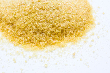 Gelatin powder and jelly on background