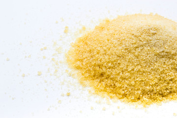Gelatin powder and jelly on background