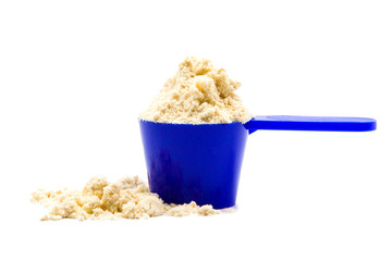 Gelatin powder and jelly on background