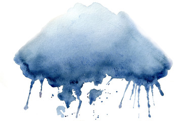 Watercolor stain, blot on a white background. Abstract cloud. Closeup watercolor texture for design background, template, banner.