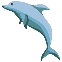 Fototapeta premium Cartoon dolphin flat vector illustration