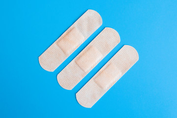 Medical supplies on blue background