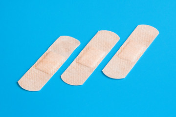 Medical supplies on blue background