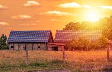 Solar panels against blue sky