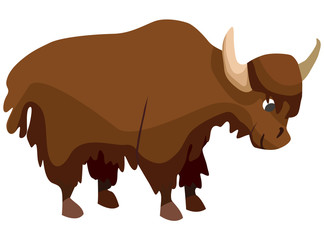 Cartoon yak flat vector illustration