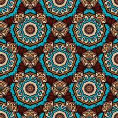 Seamless pattern tracery oriental design mandala art