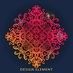 Vector round abstract circle. Mandala style. Decorative element, colored circular design element.
